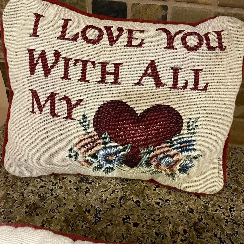 2 Vintage Tapestry Pillows I Love You and Grandma Themed 12x9